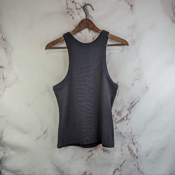 Everlane Tank Top Black The Rib Cutaway Organic Cotton High Neck - Picture 6 of 11